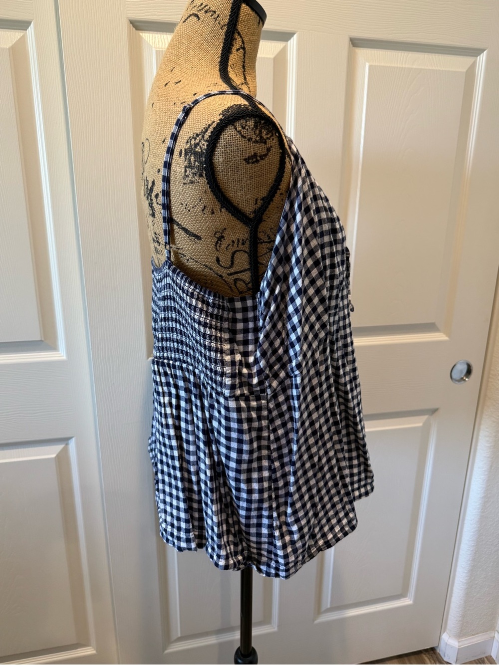 Old Navy Black and White Gingham Cold-Shoulder Camisole - Picture 2 of 5